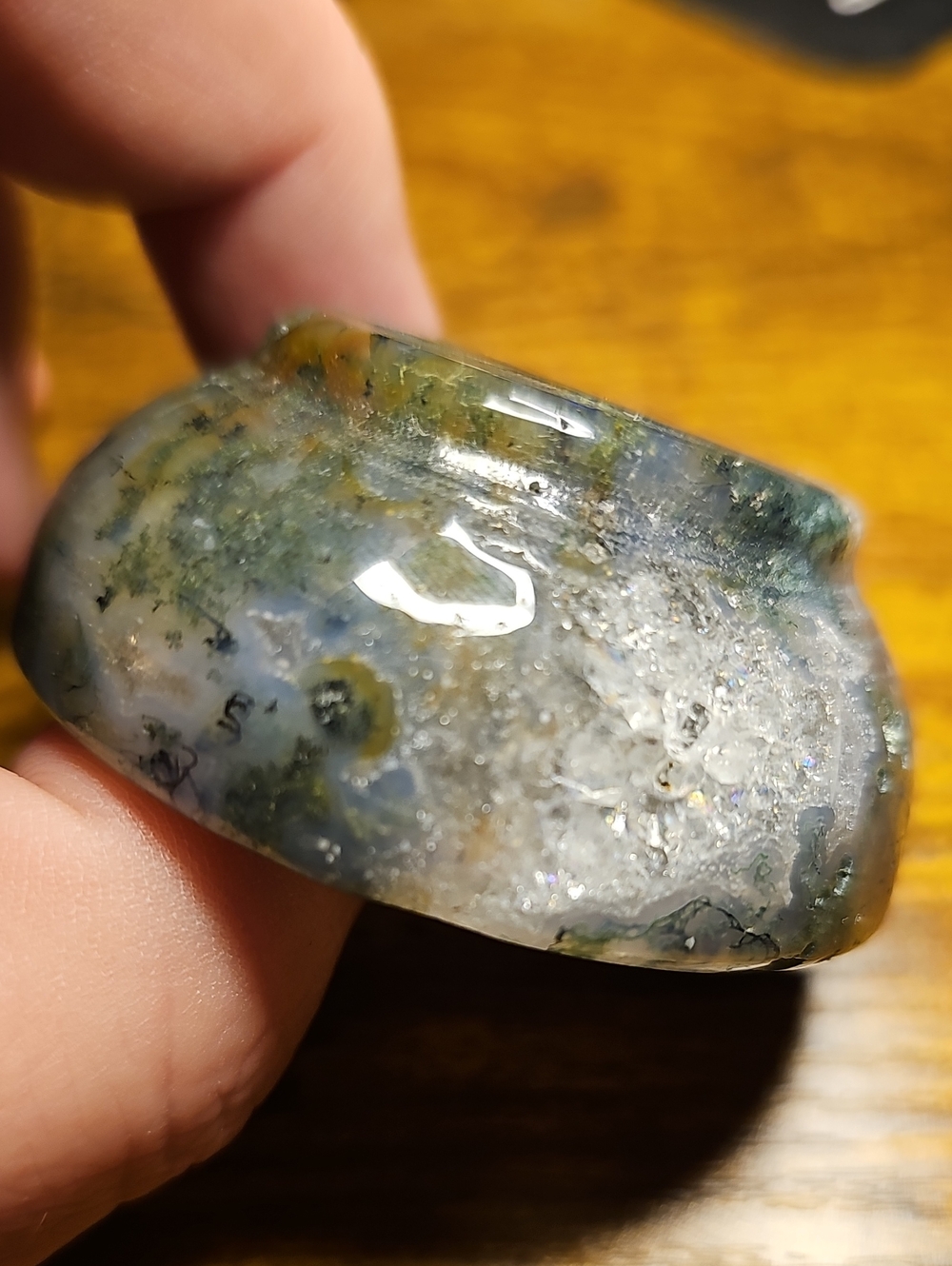 Moss Agate Polished Trinket Bowl - Blue Green White - Picture 5 of 8